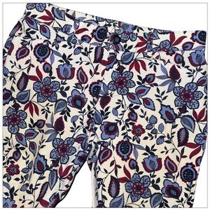 Gap Khakis Slim City Womens 2R Ankle Pants White Blue Floral 97% Cotton Blend